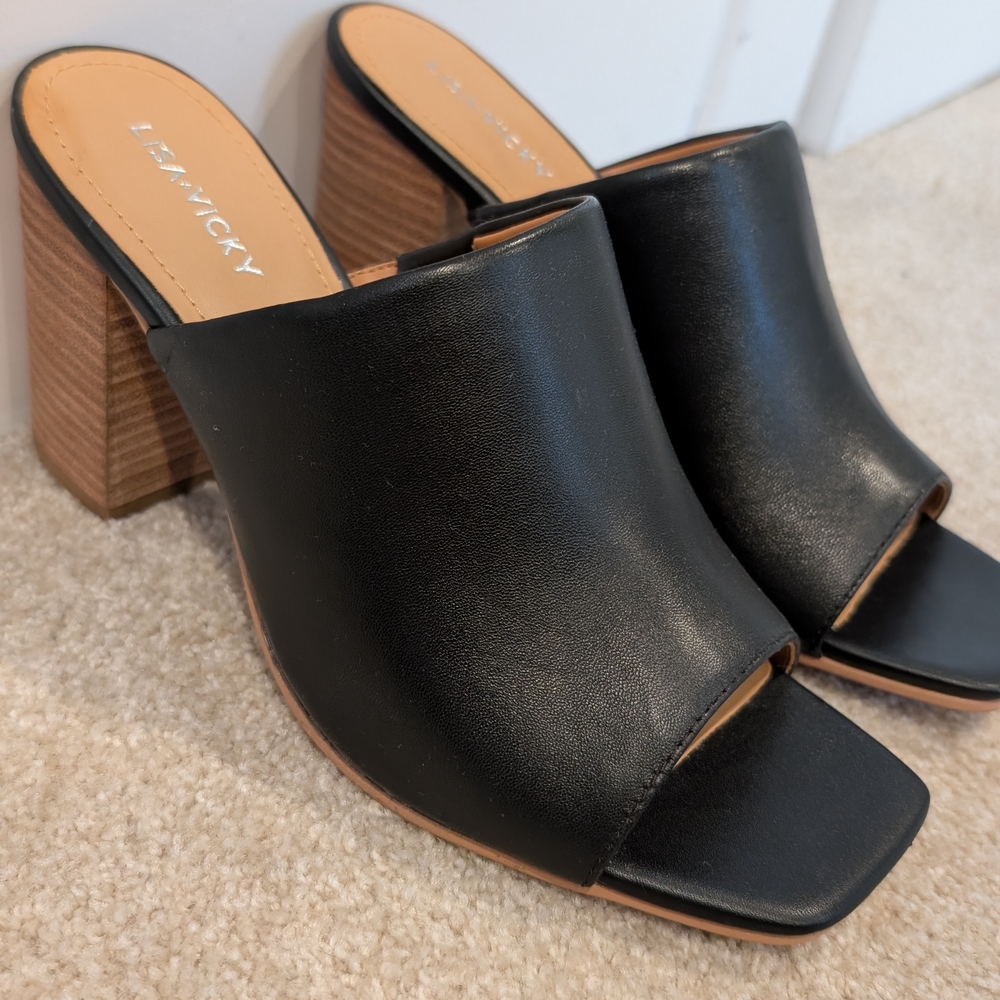 Lasnev Black Women's Open-Toe Mules